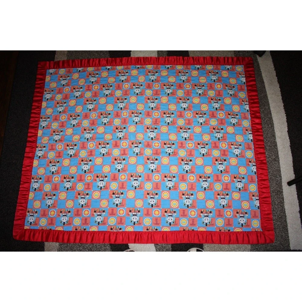 Vintage Thomas & Friends Quilted Toddler Blanket Colorful Trains Tank Engine
